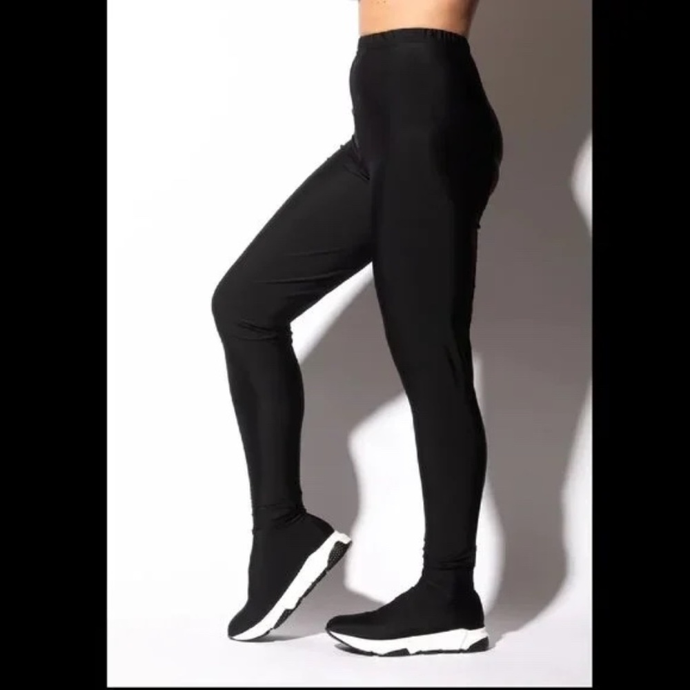 Black All In One Lycra Stretch Leggings Sneakers Pants